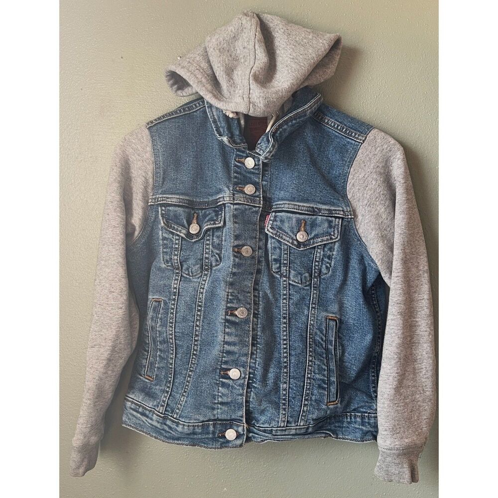 Levi's Strauss & Co Jean Denim Trucker Hybrid Hoodie Jacket Women's Size Large